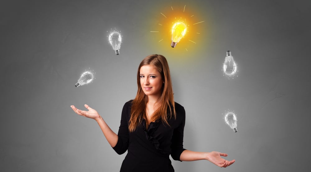 Young business person juggle with new idea concept
