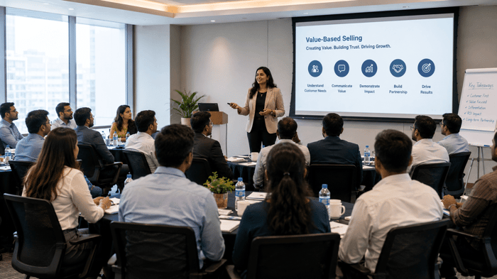 Corporate training session on value-based selling